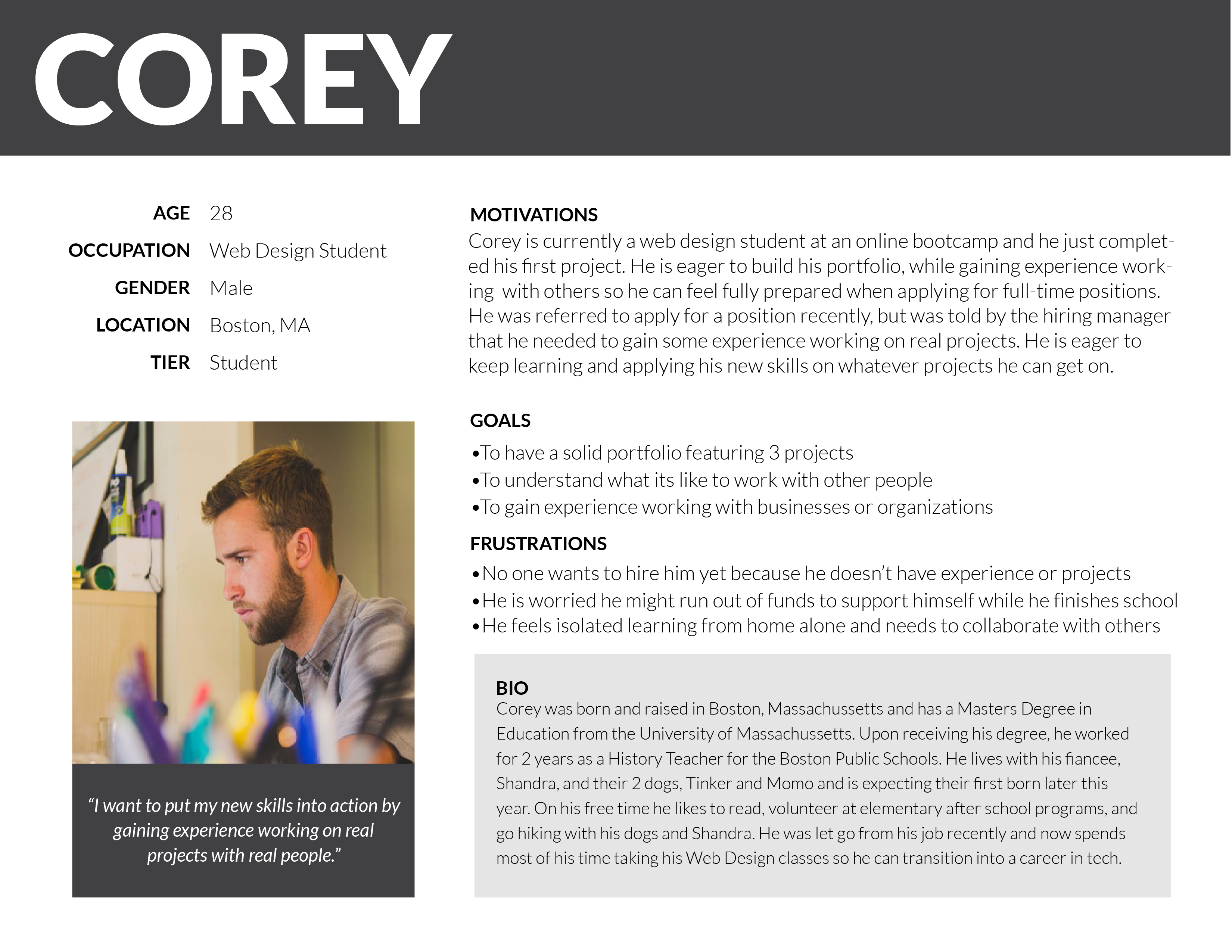 User Persona: Corey